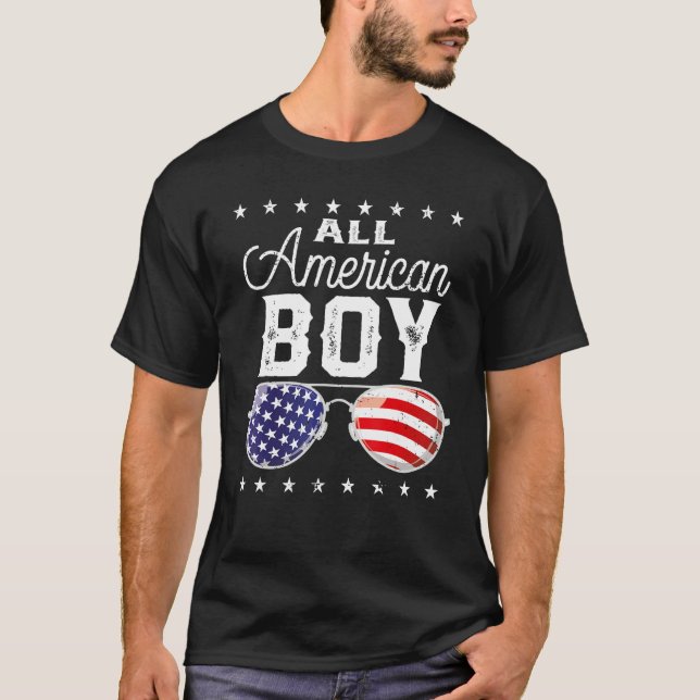 All American Boy 4th Of July USA Sunglasses Family T-Shirt (Vorderseite)