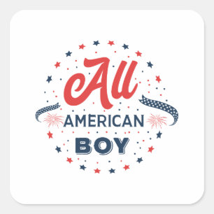 All American Boy Abzeichen Quadratischer Aufkleber
