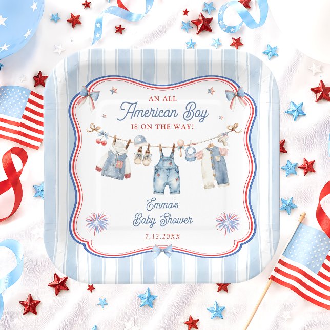 All American Boy Baby Shower Pappteller (Von Creator hochgeladen)