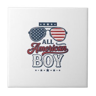 All American Boy Patriotische Sonnenbrille T-Shirt Fliese
