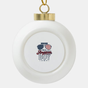 All American Boy Patriotische Sonnenbrille T-Shirt Keramik Kugel-Ornament