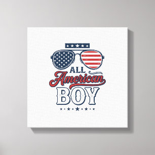 All American Boy Patriotische Sonnenbrille T-Shirt Leinwanddruck
