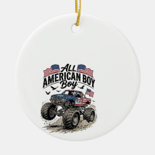 All American Boy Patriotischer Monster-Truck T-Shi Keramik Ornament
