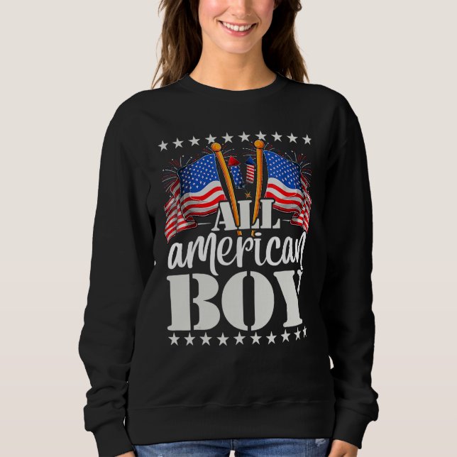 All American Boy USA America Flag & Firework 4th J Sweatshirt (Vorderseite)