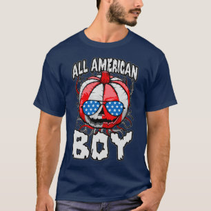 All American Boy USA Flag Halloween Pumpkin Sungla T-Shirt