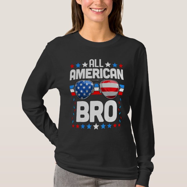 All American BRO Matching Family Fourth 4th of Jul T-Shirt (Vorderseite)