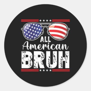 All American Bruh 4. Juli Jungen Patriotische Teen Runder Aufkleber