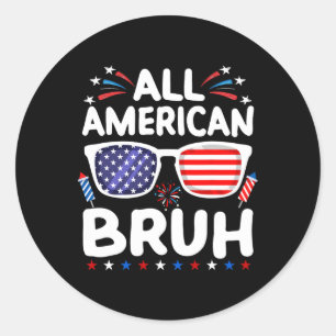 All American Bruh 4. Juli Jungen Patriotische Teen Runder Aufkleber