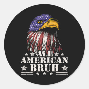 All American Bruh 4. Juli Jungen Patriotische Teen Runder Aufkleber