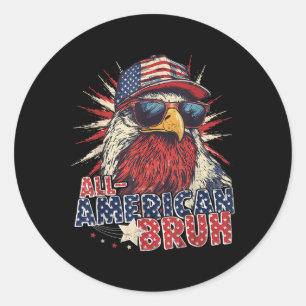 All American Bruh Adler 4. Juli Jungen Patriotisch Runder Aufkleber