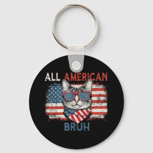 All American Bruh Funny Cat 4. Juli Patriotic Schlüsselanhänger