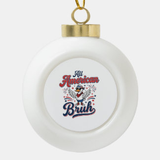 All American Bruh Patriotische Ente Vintage-Shirt_ Keramik Kugel-Ornament
