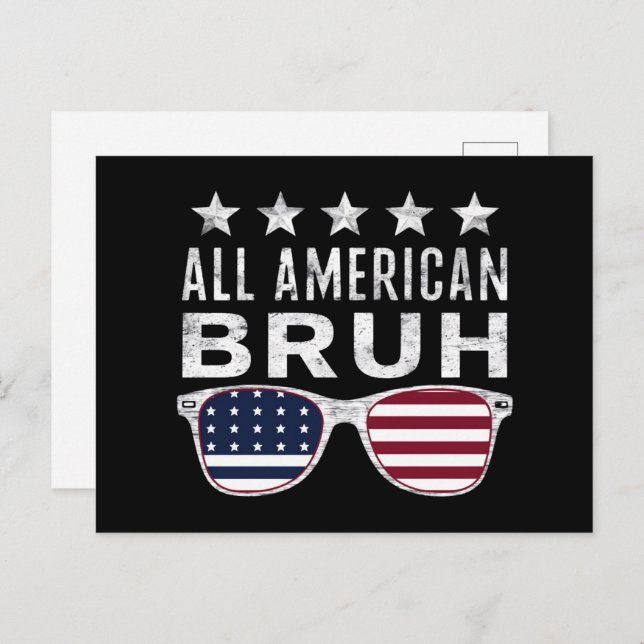 All American Bruh Sunglasses Funny 4. Juli Postkarte (Vorne/Hinten)