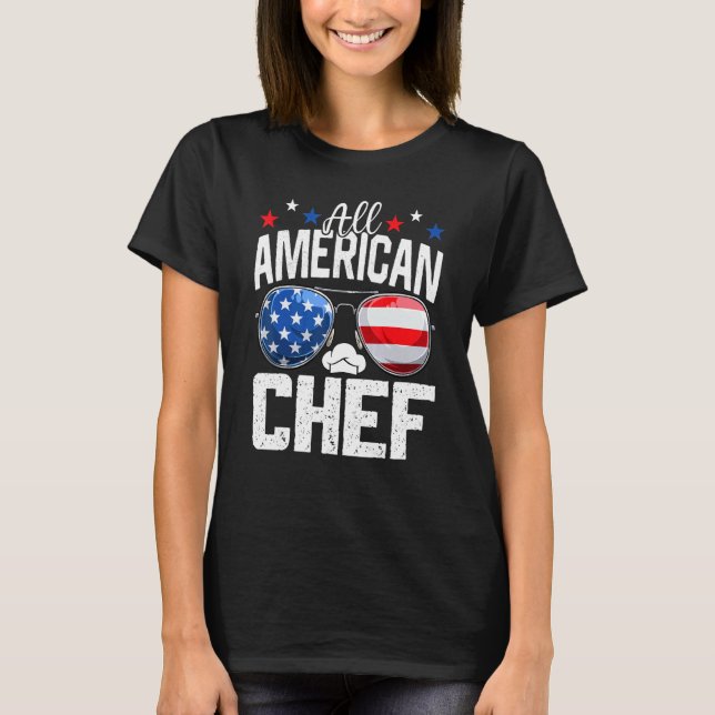 All American Chef 4th Of July American Flag T-Shirt (Vorderseite)