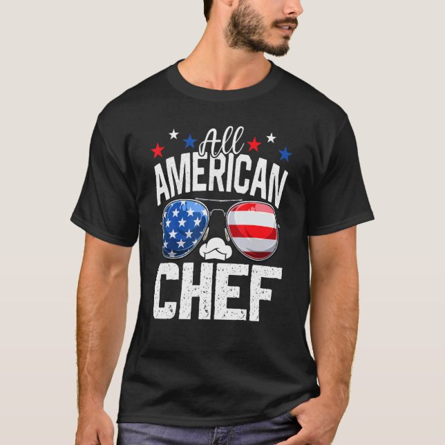 All American Chef 4th Of July American Flag T-Shirt (Vorderseite)