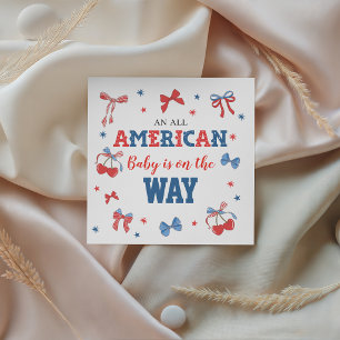 All American Cherry Bows Baby Shower Servietten