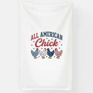 All American Chick Patriotisches Hühner-Shirt-Desi Banner