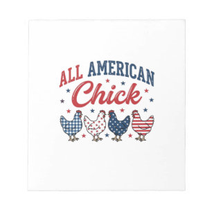 All American Chick Patriotisches Hühner-Shirt Desi Notizblock