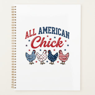 All American Chick Patriotisches Hühner-Shirt Desi Planer