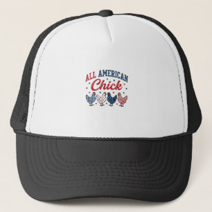 All American Chick Patriotisches Hühner-Shirt-Desi Truckerkappe