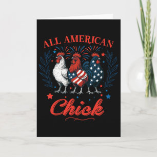 All American Chick Rot Weiß Blau Huhn 4. Juli Karte