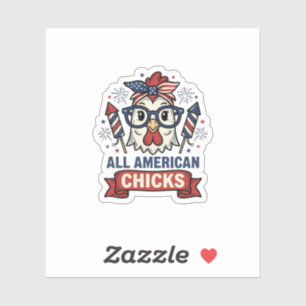 All American Chicks Patriotisches Hühnervektor-Des Aufkleber