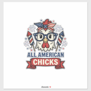 All American Chicks Patriotisches Hühnervektor-Des Aufkleber