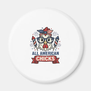All American Chicks Patriotisches Hühnervektor-Des Magnet