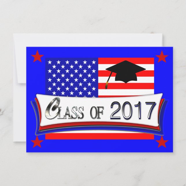 All American Class of 2017 Graduation Invitations Einladung (Vorderseite)