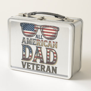 All American Dad Veteran Patriotische Sonnenbrille Metall Brotdose