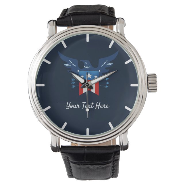 All American Eagle & Flag Patriotic Armbanduhr (Vorderseite)