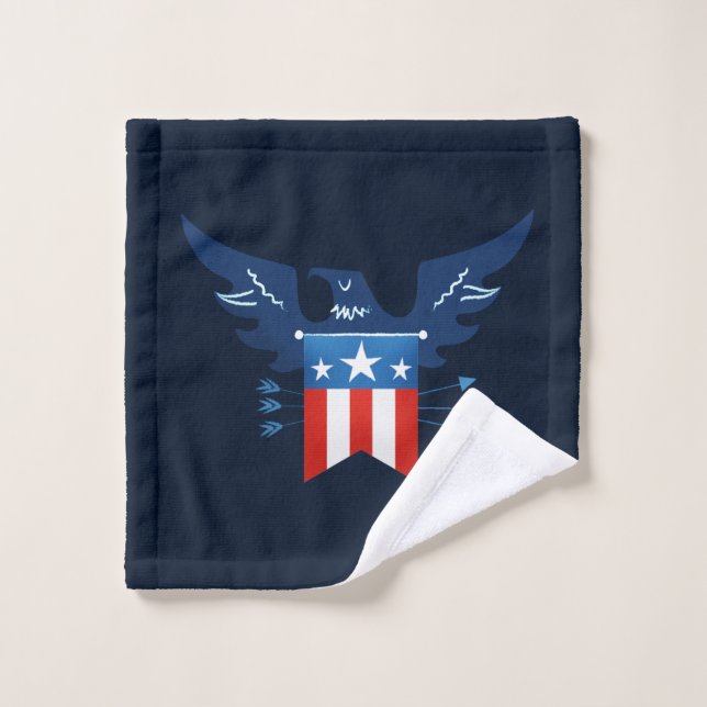 All American Eagle & Flag Patriotic Badhandtuch Set (Waschlappen)