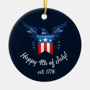 All American Eagle & Flag Patriotic Keramik Ornament