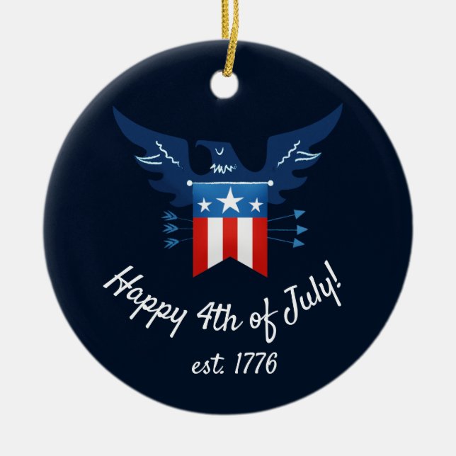 All American Eagle & Flag Patriotic Keramik Ornament (Vorne)