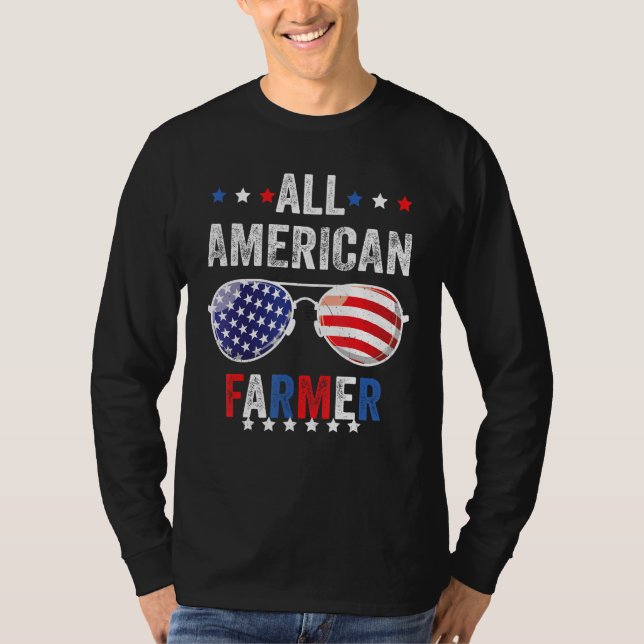 All American FARMER USA Flag 4th of July Sunglasse T-Shirt (Vorderseite)