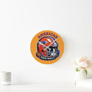 All-American Game Day Vibes – Vintage-Helm-Stil Runde Wanduhr