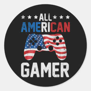 All American Gamer 4. Juli Jungs Kinderkind Patrio Runder Aufkleber