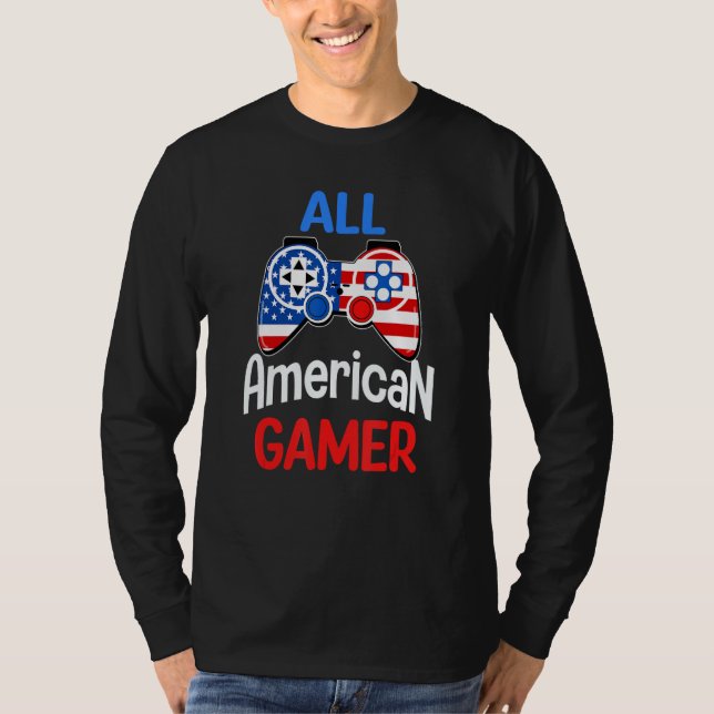 All American Gamer Patriotic Video Game 4th Of Jul T-Shirt (Vorderseite)