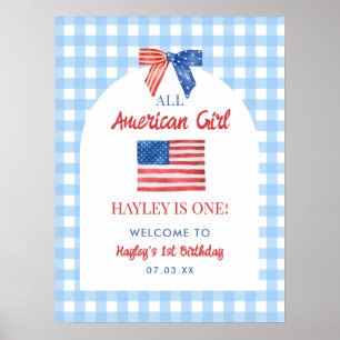 All American Girl 1. Geburtstags-Willkommens-Druck Poster