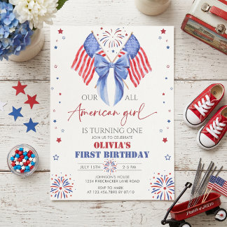 All American Girl 1. Geburtstagseinladung Einladung