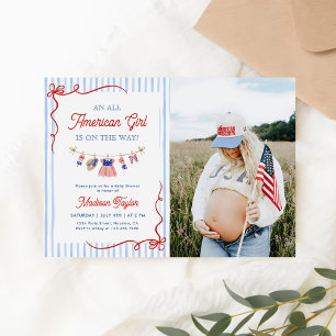 All American Girl 4. Juli-Baby-Shower-Foto Einladung