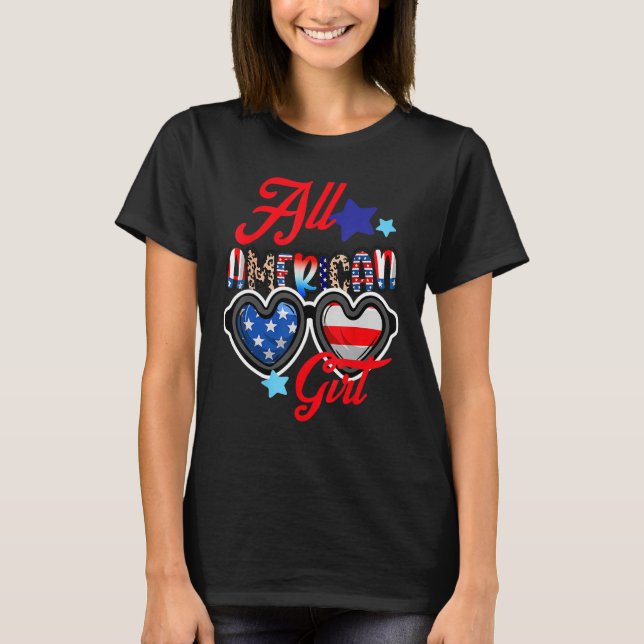 All American Girl 4. Juli Patriotic USA Flag 1 T-Shirt (Vorderseite)