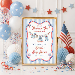 All American Girl Baby Shower Willkommen Poster