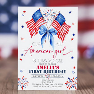 All American Girl Birthday Einladung 4. Juli