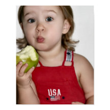 All American Girl Eating Apple Print Poster