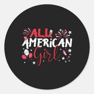 All American Girl For Independence Day Girls Patri Runder Aufkleber
