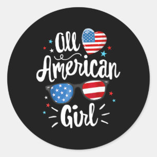 All American Girl Frauen Amerikanische Flagge 4. J Runder Aufkleber