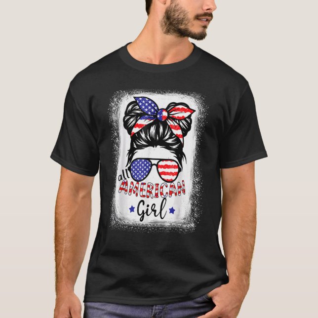 All American Girl gebleicht Patriotic 4. Juli T-Shirt (Vorderseite)