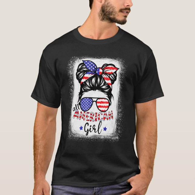 All American Girl gebleicht Patriotic 4. Juli T-Shirt (Vorderseite)