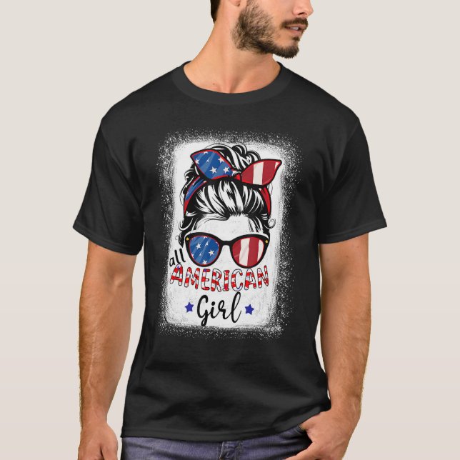 All American Girl gebleicht Patriotic 4. Juli T-Shirt (Vorderseite)